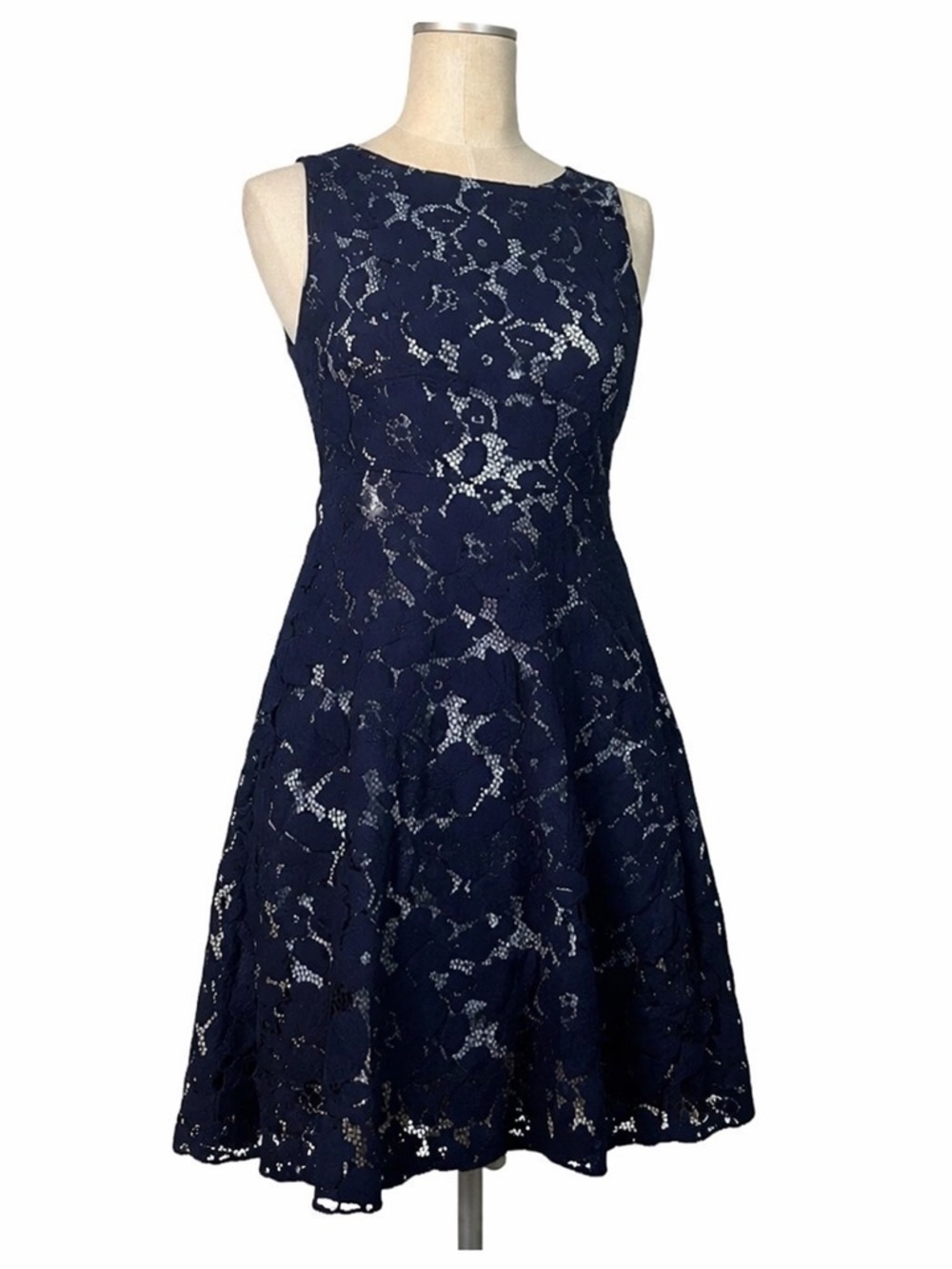 Gabby Skye Floral Lace Navy Blue Dress Size 8